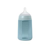 Suavinex, Biberon con bottiglia in silicone da 240 ml, con tettarella fisiologica SX Pro in silicone, con valvola anticolica, biberon a flusso medio (M). per bambini +3 mesi Colour Essence, blu