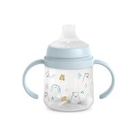 SUAVINEX My Family - Biberon First con manico e beccuccio in silicone - Azzurro