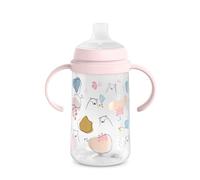 Suavinex, Biberon con manici e beccuccio in silicone, anti-coliche, tappo protettivo, bicchiere antigoccia, 270 ml, per bambini +6 mesi, lavabile in lavastoviglie, My Family Rosa