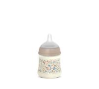 Suavinex, biberon da 150 ml con tettarella SX Pro in silicone, con valvola anticoliche, a flusso lento (S) per latte materno, latte artificiale o acqua, neonati +0 mesi, Wonder Fiori Beige