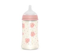 Suavinex, Biberon da 270 ml, Premium con Tettarella Simmetrica in Silicone SX Pro, con valvola Anticolica, a flusso medio, Per bambini +3 mesi, Bonhomia, Rosa