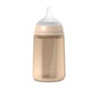 Suavinex, Biberon in Silicone da 240 ml, con Tettarella Fisiologica in Silicone SX Pro, con Valvola Anticolica, Biberon a Flusso Medio (M). Per bambini +3 mesi. Colour Essence Nocciola