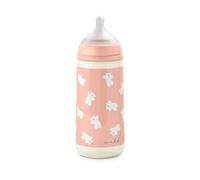 Suavinex, Biberon da 360 ml con tettarella fisiologica SX Pro in silicone con valvola anticolica, a flusso denso (L), per liquidi densi, adatto per pappe liquide. Neonati +6 Mesi. Wild&Free, Rosa