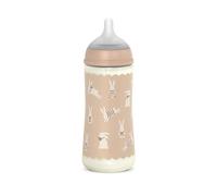 Suavinex, biberon 360 ml, con tettarella simmetricaSX Pro in silicone, con valvola anticoliche, a flusso denso (L), per liquidi densi, adatto per pappe liquide. Neonati +6 mesi. Wonder beige