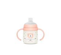 Suavinex, Bicchiere per l'Apprendimento del Bambino, Tazza Anti-goccia, con Manici che Brilla al Buio, con Ugello in Silicone e Valvola Anti-coliche, Ideale per l'Uso Notturno, +6 Mesi, W&Free Rosa
