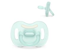 Suavinex, ciuccio interamente in silicone, neonato 0/6 mesi e neonato, blu | Brilla al buio, ideale per la notte, tettina fisiologica SX Pro, simmetrica, piatta e flessibile, rispetta lo sviluppo orale