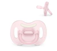 Suavinex, ciuccio interamente in silicone, neonato 0/6 mesi e neonato, rosa | Brilla al buio, ideale per la notte, tettina fisiologica SX Pro, simmetrica, piatta e flessibile, rispetta lo sviluppo orale