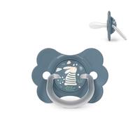 Suavinex, ciuccio per neonati 6/18 mesi, con tettina in silicone SX Pro, simmetrica, piatta e flessibile, rispetta lo sviluppo orale, con anello, forma che evita sfregamenti, Wonder Blu