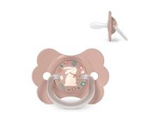 Suavinex, ciuccio per neonati 6/18 mesi, con tettina in silicone SX Pro, simmetrica, piatta e flessibile, rispetta lo sviluppo orale, con anello, forma che evita sfregamenti, Wonder Rosa