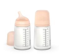 Suavinex, Confezione 2 Biberon Anticolica Zero Zero 270 ml e Tettarella Flusso Medio (M) in Silicone, +3 Mesi, Latte Materno, in Formula e Liquidi a Media Densità, Compatibile con Allattamento, Fair