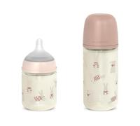 Suavinex Confezione 2 Biberon Vetro 120ml+240ml Wonder Rosa +0 Mesi