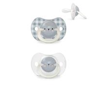 Suavinex Confezione 2 Ciucci, Ciucci Fluorescenti per Dormire, per Bambini 0/6 Mesi, con Tettina Simmetrica in Silicone SX Pro, Piatta e Flessibile, Night and Day Orso Azzurro Polvere