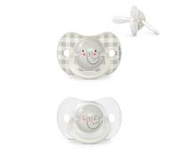 Suavinex Confezione 2 Ciucci, Ciucci Fluorescenti per Dormire, per Bambini 6/18 Mesi, con Tettina Simmetrica in Silicone SX Pro, Piatta e Flessibile, Night and Day Elefante Grigio