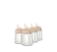 Suavinex Confezione 4 Biberon Anticolica Zero Zero, 180 ml, +0 Mesi (A) | Tettina Flusso Adattabile (A), Silicone, Ideale Allattamento al Seno, Latte Materno e Artificiale, Light