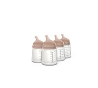 Suavinex, confezione 4 biberon anticolica Zero Zero, tettarella a flusso adattabile (A) in silicone, neonati e +0 mesi, per allattamento al seno, latte materno e latte artificiale, 180 ml, Medium