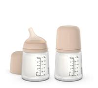 Suavinex, confezione da 2 biberon anti-coliche Zero Zero, con succhietto in silicone adattabile (A), per bambini da 0 mesi e neonati, specifico per l'allattamento al seno, latte materno e