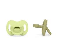 Suavinex, Confezione da 2 ciucci in silicone, bambini 6/18 mesi, tettina Simemtrica Sx Pro, morbida e flessibile, ideale per dormire, rispetta lo sviluppo orale, Colour Essence, Verde