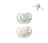 Suavinex, Confezione da 2 Ciucci per Neonati 6/18 Mesi, con Tettarella in Silicone SX Pro Simmetrica, Piatta e Flessibile, Rispetta lo Sviluppo Orodentale, Birdies Verde