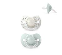 Suavinex, Confezione da 2 Ciucci per Neonati da 0 a 6 Mesi e Neonati, con Tettarella in Silicone SX Pro Simmetrica, Piatta e Flessibile, Rispetta lo Sviluppo Orale, Birdies Verde