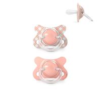 Suavinex, Confezione da 2 Ciucci per Neonati e Bambini Piccoli, Misura Speciale Mini -2/2 Mesi, Tettarella in Silicone SX Pro Simmetrica e Flessibile, Rispetta lo Sviluppo Orale, Wild&Free Rosa
