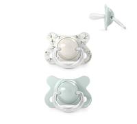 Suavinex, Confezione da 2 Ciucci per Neonati, Misura Speciale Mini -2/2 Mesi, Tettarella in Silicone SX Pro Simmetrica e Flessibile, Rispetta lo Sviluppo del Cavo Orale, Birdies Verde