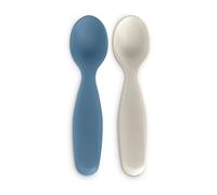 Suavinex Confezione da 2 Cucchiai per Bambini; Adatto per Gengive Sensibili; ottimi per Pappe e Vasetti; Lavabile in Lavastoviglie; Per Bambini +4 mesi, Blu + Grigio