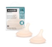 Suavinex, Confezione da 2 Tettarelle per Biberon Anti-Coliche Zero Zero, Flusso Medio (M), Per Liquidi a Media Densità, Latte, Succhi o Alimenti Liquidi per +3 Mesi,