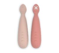 Suavinex, Cucchiai Pre-Apprendimento BLW, 6+ mesi, 2 pezzi, Rosa | In silicone, manico antiscivolo, punta piatta testurizzata, lavabili in lavastoviglie