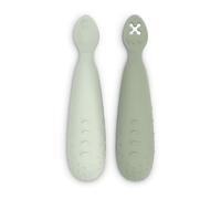 Suavinex, Cucchiai Pre-Apprendimento BLW, 6+ mesi, 2 pezzi, Verde | In silicone, manico antiscivolo, punta piatta testurizzata, lavabili in lavastoviglie