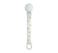 Suavinex, Portaciuccio in tessuto per neonati, morbido e flessibile, nastro con decoro su due lati, clip per ciuccio con pinza. Per neonati +0 mesi, adatto per neonati, Poetry Blu