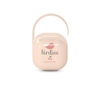 Suavinex, Portaciuccio Neonato, per 2 Ciucci, Custodia Resistente e Facile da Pulire, Manico Flessibile da Appendere alla Borsa, Passeggino o alla Culla, Chiusura di Sicurezza, +0 Mesi, Birdies Rosa
