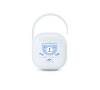 Suavinex, Portaciuccio Neonato, per 2 Ciucci, Custodia Resistente e Facile da Pulire, con Manico Flessibile da Appendere alla Borsa, Passeggino o Culla, Chiusura di Sicurezza, +0 Mesi, Wild&Free Blu