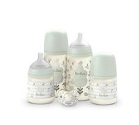 Suavinex, Set di Biberon per Neonati, Confezione Regalo: 2 Biberon da 270 ml + 2 Biberon da 150 ml + Ciuccio 0-6 Mesi, Tettarelle Fisiologiche SX Pro in Silicone, 5 Pz, +0M, Birdies Verde