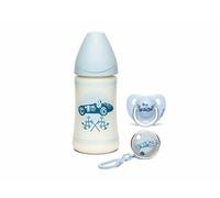 Suavinex Set Nascita Azzurro Biberon+Succhietto+Catenella