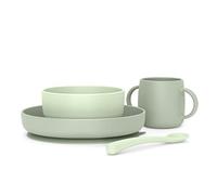 Suavinex, Stoviglie per Bambini in Silicone, con Ventosa Resistente. Include: Ciotola da 350 ml + Piatto da 400 ml + Tazza da 240 ml + Cucchiaio, +4 Mesi. Colour Essence, Verde