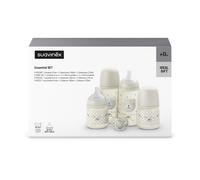 Suavinex, Set di Biberon per Neonati, Confezione Regalo con: 2 Biberon da 270 ml + 2 Biberon da 150 ml + Ciuccio da 0 a 6 Mesi, Tettarelle Fisiologiche SX Pro in Silicone, 5 Pz, +0M, Wild&Free Beige