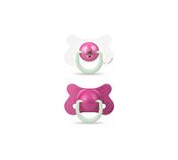 SUAVINEX Night & Day Coniglio - 2 Succhietti Reversibili In Silicone Per Bambini 4-18 M - rosa