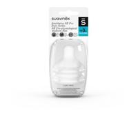 SUAVINEX Nuovo Pack 2 Tettarelle Fisiologiche SX Pro in Silicone Flusso Medio (M) Per Latte, Succo o Acqua Tettarella +3 Mesi. Con Sistema Anticolico, 2 pezzi, Trasparente