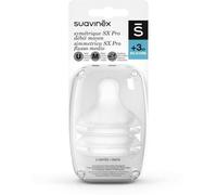 Suavinex Confezione 2 Tettarelle Simmetriche in Silicone SX Pro, Flusso Medio, 3 Mesi, con Sistema Anticoliche