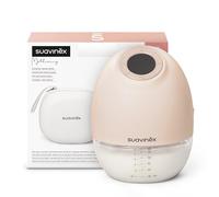 Suavinex, Tiralatte portatile, Tiralatte a mani libere, Senza cavi, con batteria, 3 modalità e 9 intensità di aspirazione, con adattatori, custodia e spazzolino, schermo LED, serbatoio da 180 ml