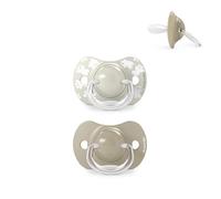 Suavinex, Wild&Free - Set di 2 ciucci per bambini, 6/18 mesi, ciuccio simmetrico SX Pro, in silicone, più piatto e flessibile, reversibile, rispettoso dello sviluppo orale, colore: beige