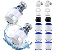 suaywo 2 Pezzi Filtro Acqua Rubinetto 360°Rotante Filtro Acqua Rubinetto Kit Filtro Anticalcare Rubinetto Cucina Filtro Rubinetto Cucina Con 6 Pezzi Di Elemento Filtrante In Cotone PP per Casa, Cucina