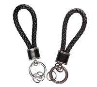 suaywo 2 Pezzi Portachiavi in Pelle Intrecciata 12 cm Portachiavi Auto Intrecciato Unisex, Adatto per Auto, Moto e Biciclette - Argento e Nero