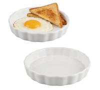 suaywo 2 stampi per quiche in ceramica da 6 pollici, rotondi, con rivestimento antiaderente da 14,4 cm, in ceramica, per la preparazione di muffin, frittelle, pasta e pizza (bianco)