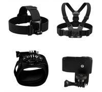suaywo Set di accessori per action cam 4 in 1, supporto universale per | Supporto girevole a 360°, montaggio regolabile e durevole, supporto per fotocamera da polso e zaino, supporto per petto e