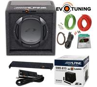 Sub woofer Alpine SWE815 8" 20cm Box Cassa Reflex Attivo Telecomando + Kit Cavi