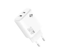SUBBLIM - Caricatore GAN 25 W con 2 porte USB-C, PD 3.0 e PPS, doppia ricarica rapida per tablet iPad Pro/Air/10/Mini, Galaxy Tab S9-S7, cellulari iPhone 16-12, Pixel, Xiaomi, Switch, compatto e