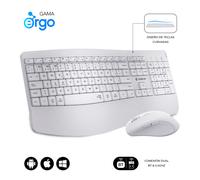 SUBBLIM Combo tastiera e mouse wireless, connessione Dual Bluetooth 5.3 e USB, design ergonomico, batteria ricaricabile, bianco