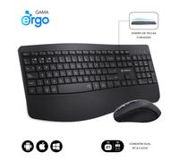 SUBBLIM Combo tastiera e mouse wireless, connessione Dual Bluetooth 5.3 e USB, design ergonomico, batteria ricaricabile, nero