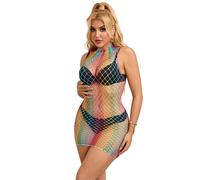 Subblime - 952433 vestito a rete senza maniche collo alto arcobaleno taglia unica